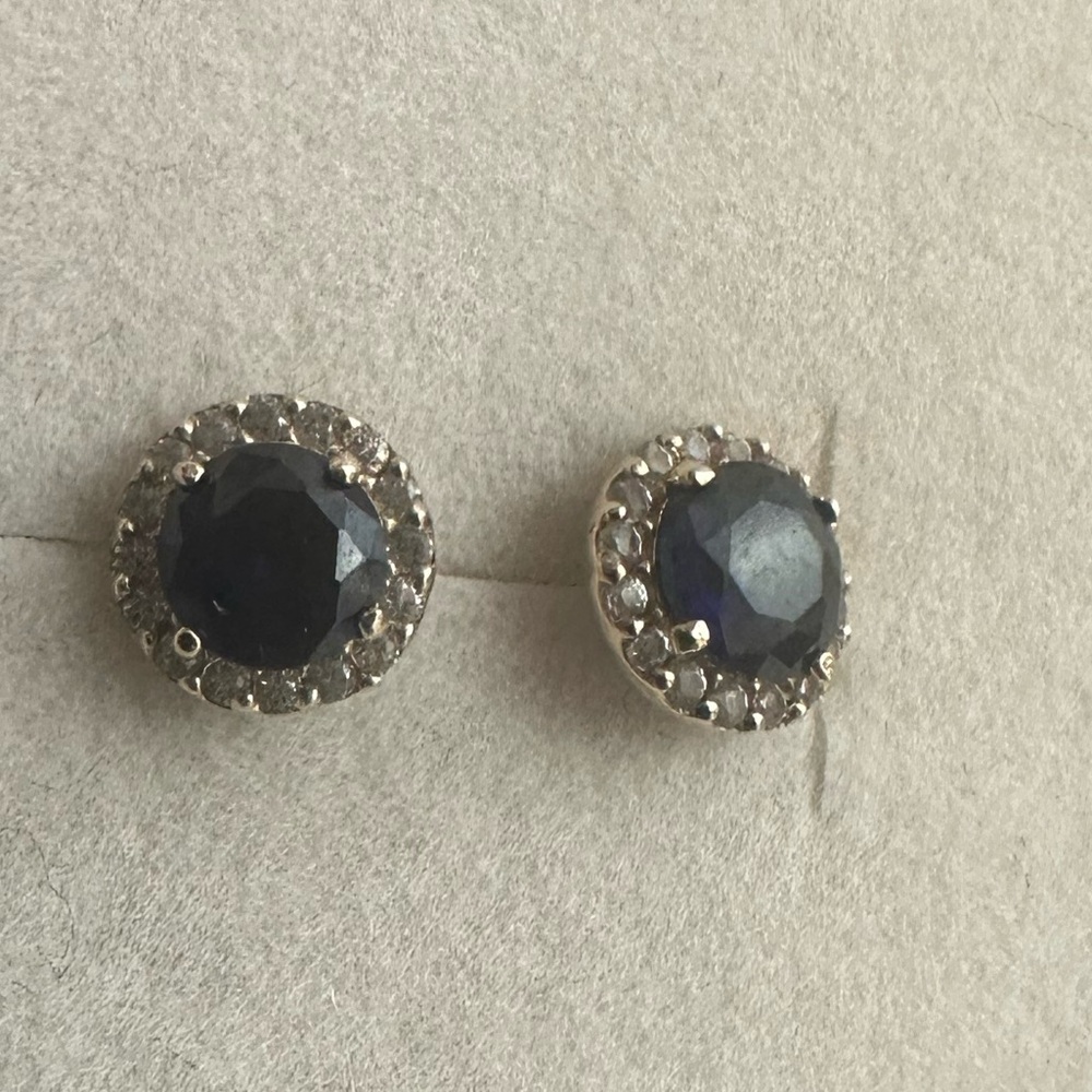 10K sapphire diamond  Earrings - Picture 3 of 11